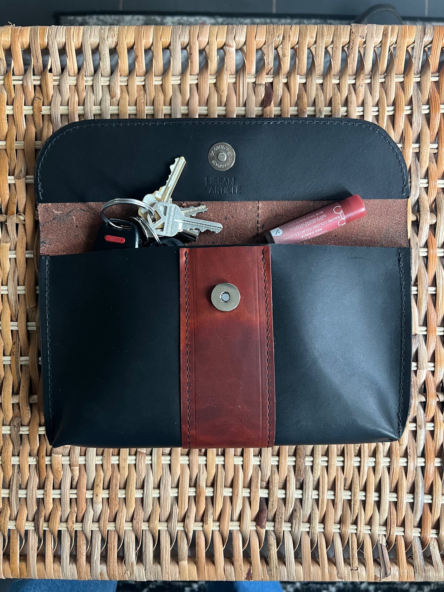 Two-Toned Leather Clutch | Minimal Leather Handbag | Modern Leather Clutch