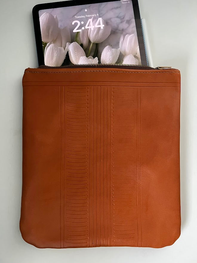 Hand Tooled Leather iPad Tablet Case | Leather iPad Tablet Pouch | Leather iPad Bag with pocket