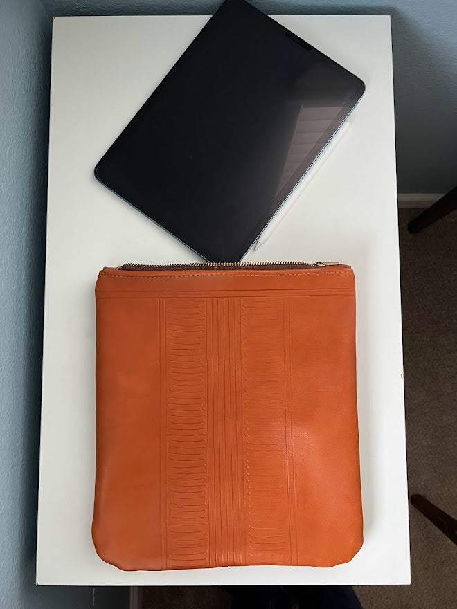 Hand Tooled Leather iPad Tablet Case | Leather iPad Tablet Pouch | Leather iPad Bag with pocket