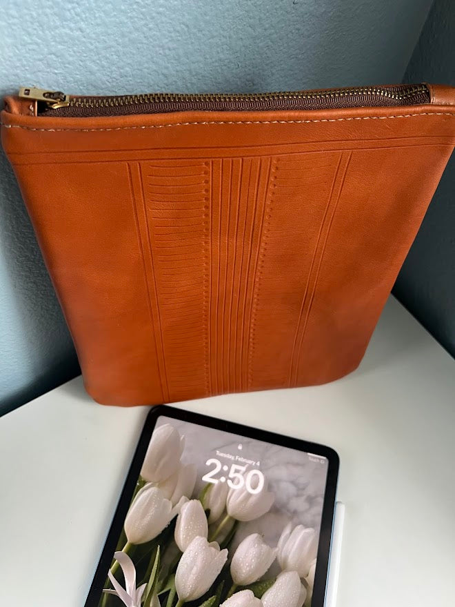 Hand Tooled Leather iPad Tablet Case | Leather iPad Tablet Pouch | Leather iPad Bag with pocket