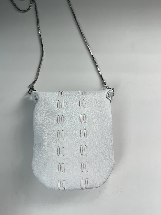 White Leather Purse | Mini Leather Crossbody Bag | Small Pouch Purse | Unique Crossbody Bag