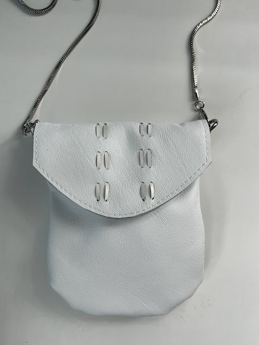 White Leather Purse | Mini Leather Crossbody Bag | Small Pouch Purse | Unique Crossbody Bag