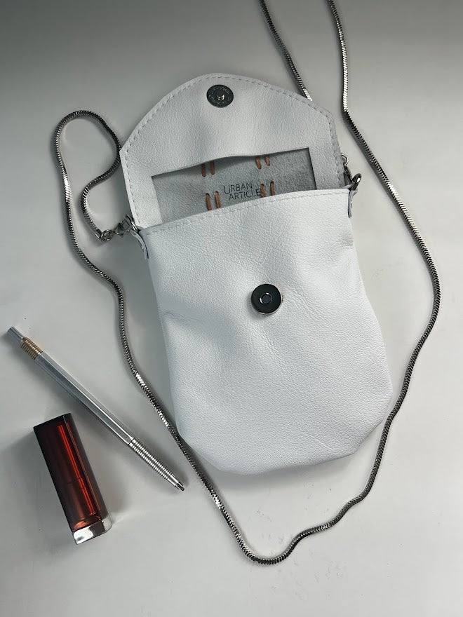 White Leather Purse | Mini Leather Crossbody Bag | Small Pouch Purse | Unique Crossbody Bag