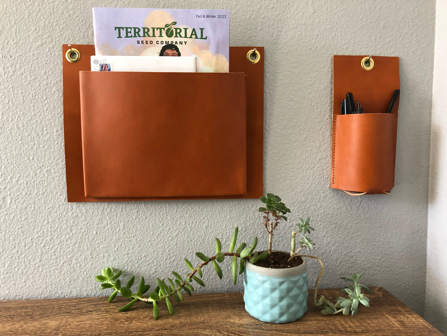 Hanging Leather Organizer | Leather Wall Pocket | Hanging Storage | Leather Gift