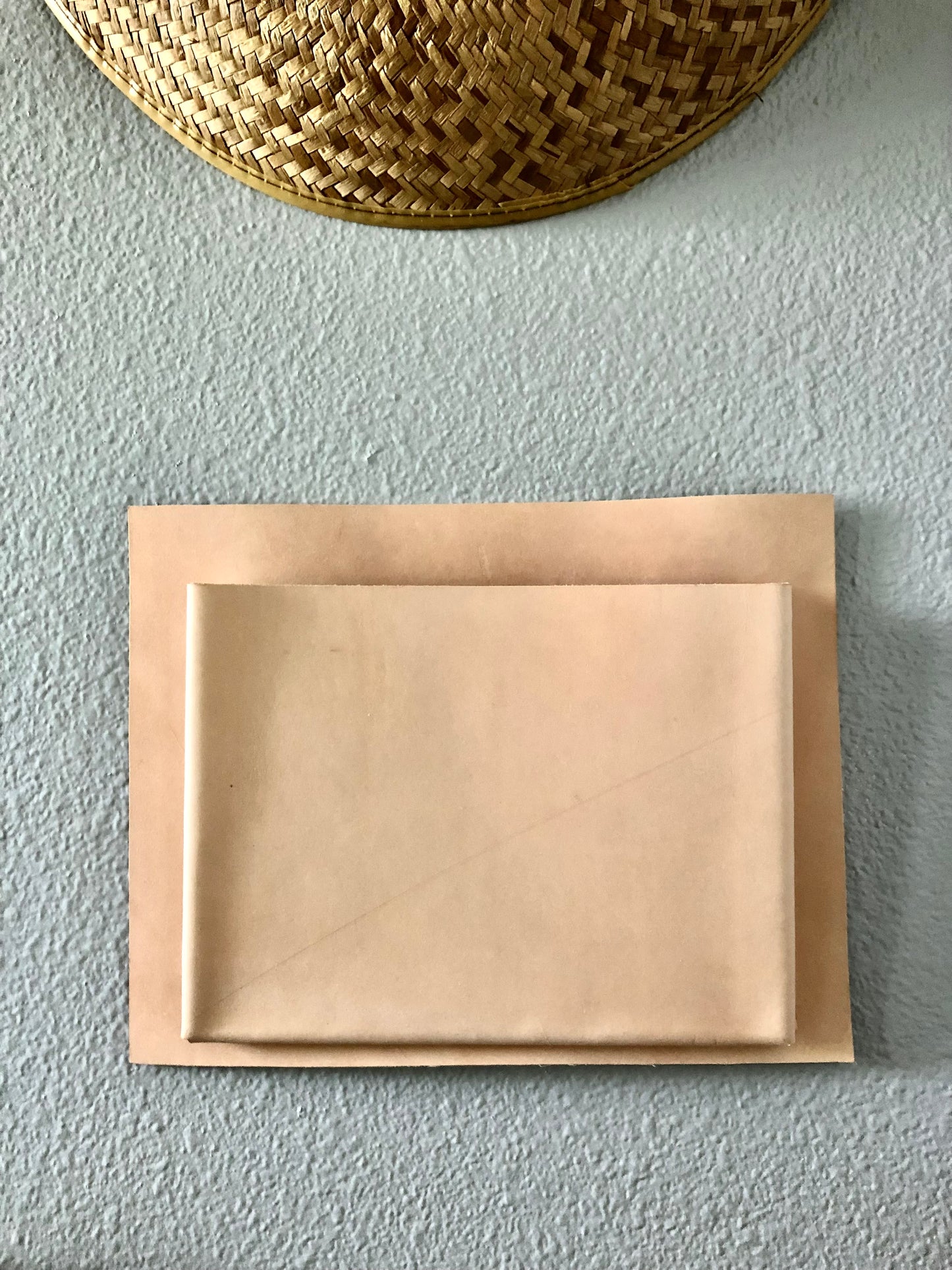 Handcrafted Nude Leather Wall Pocket | Hanging Storage | Leather Magazine Holder | Mail Organizer
