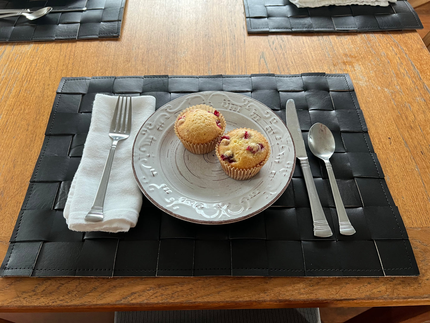 Hand Woven Leather Placemats | Modern Table Setting | Leather Trivet | Leather Table Runner