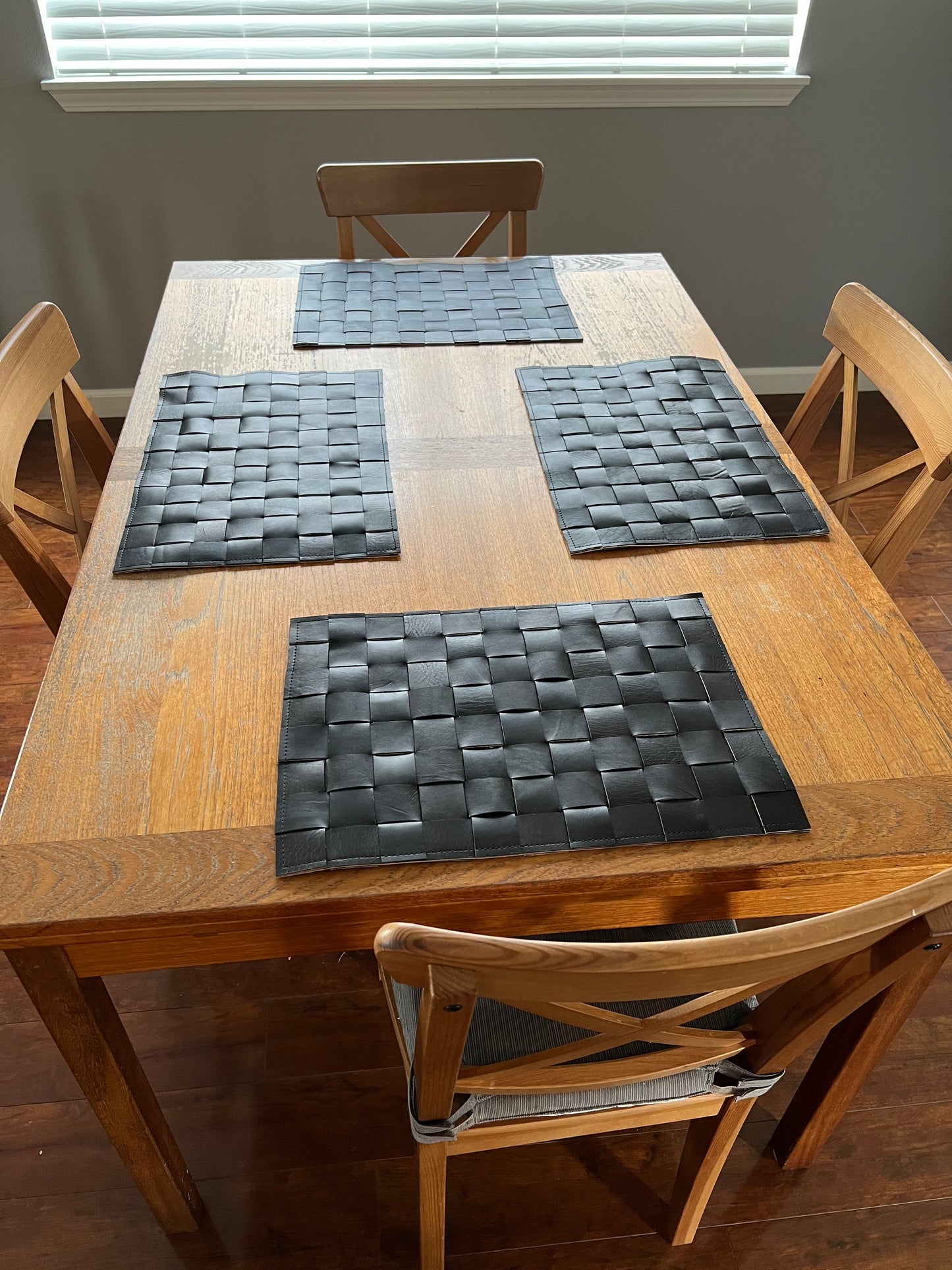 Hand Woven Leather Placemats | Modern Table Setting | Leather Trivet | Leather Table Runner