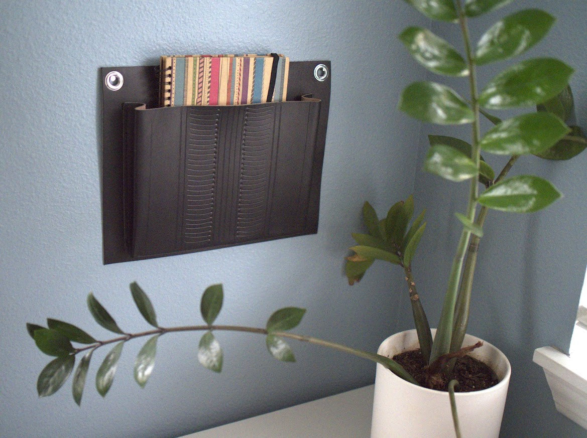 Leather Wall Pocket Organizer: American-Made Home Decor Full Grain Leather