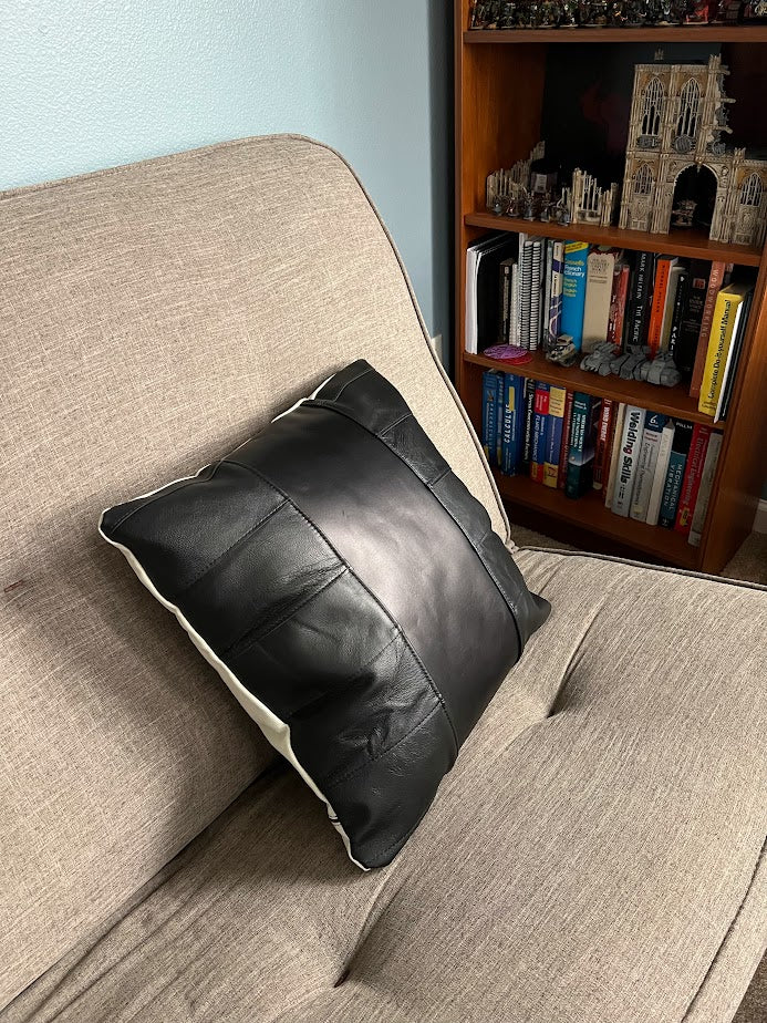 Thick Full Grain Leather Pillow | Handcrafted Leather Pillow | Large Leather Throw Pillow
