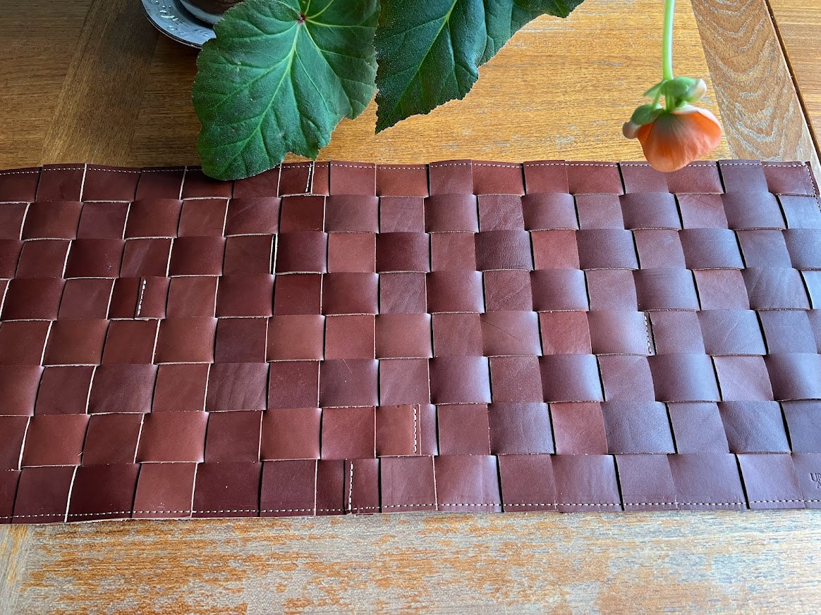 Hand Woven Leather Table Runner | Modern Table Setting | Leather Trivet