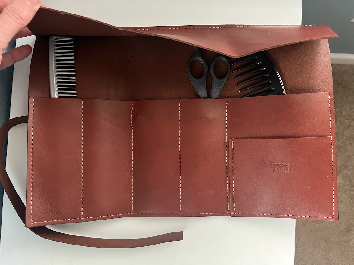 Leather Tool Roll | Leather Scissors Case | Barber Roll | Hairstylist Shears Case