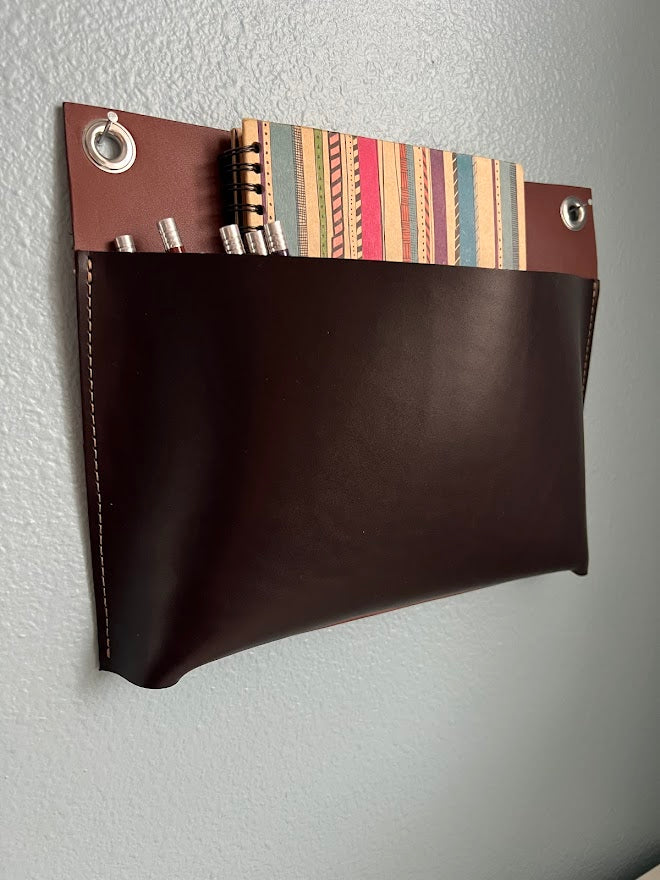 Two-Tone Leather Organizer | Hanging Leather Wall Pocket | Hanging Storage | Leather Gift