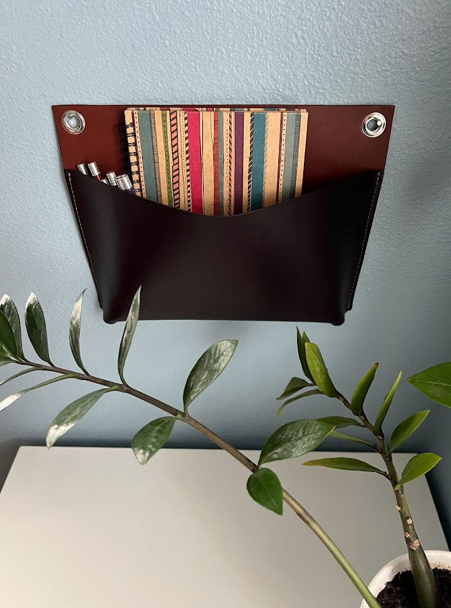 Two-Tone Leather Organizer | Hanging Leather Wall Pocket | Hanging Storage | Leather Gift