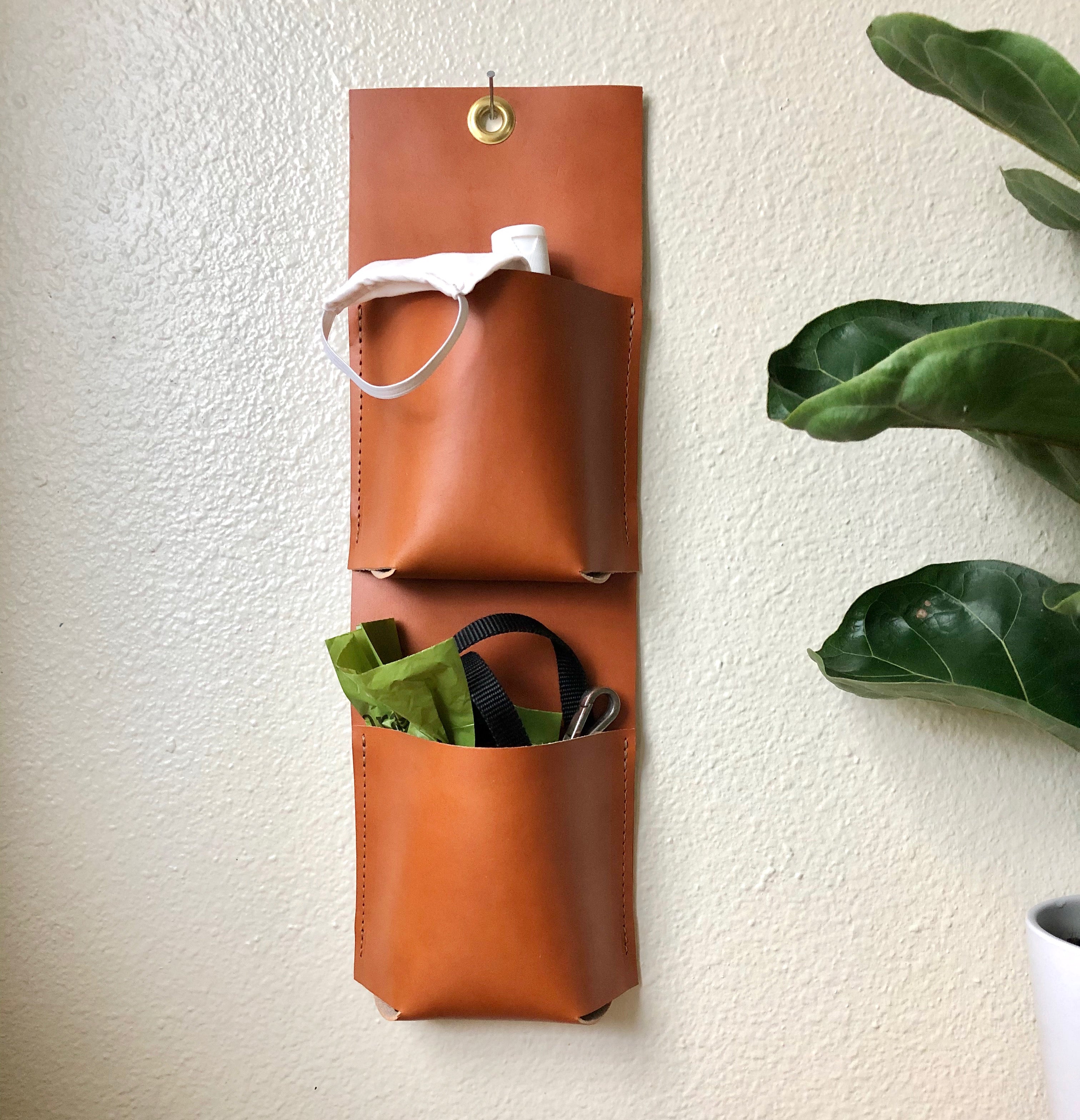 Leather Wall Pockets | Hanging Desk Organizer | 2024 Leather Wall Caddy | Pencil Holder