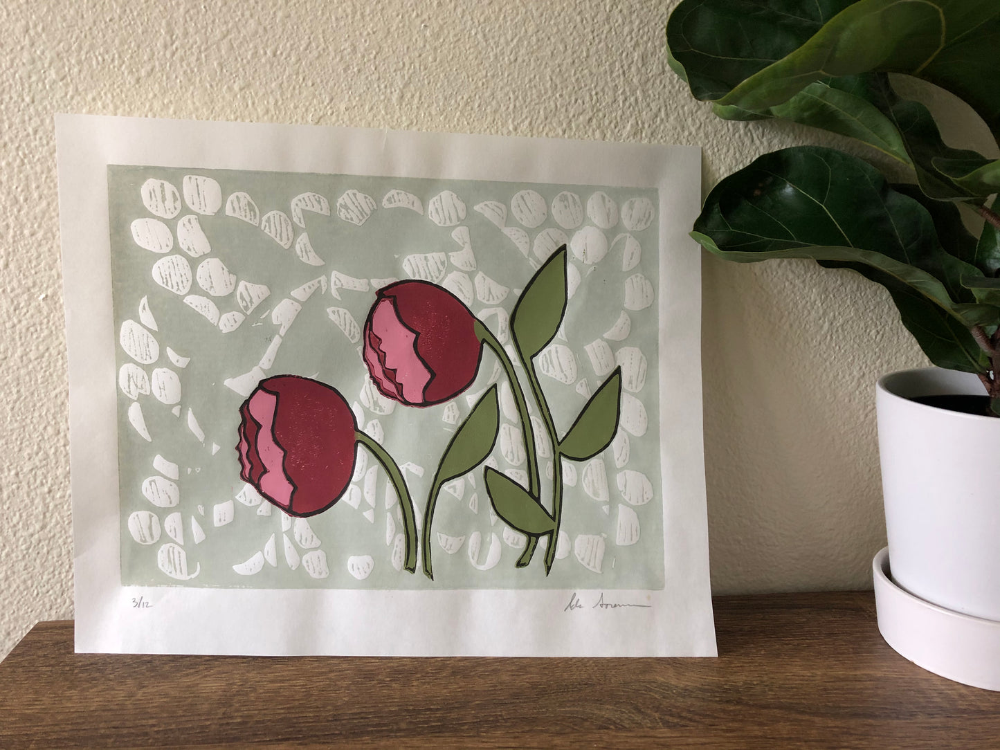 Nature Art Print | Flower Print | Original Block Print | Floral Wall Art
