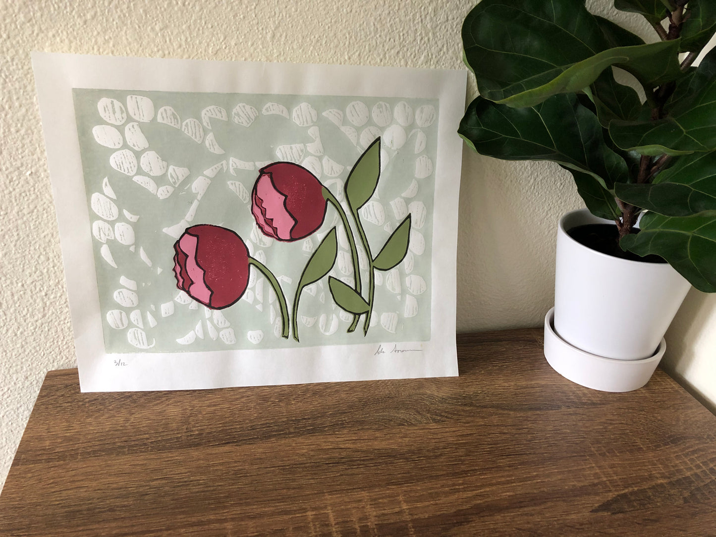 Nature Art Print | Flower Print | Original Block Print | Floral Wall Art