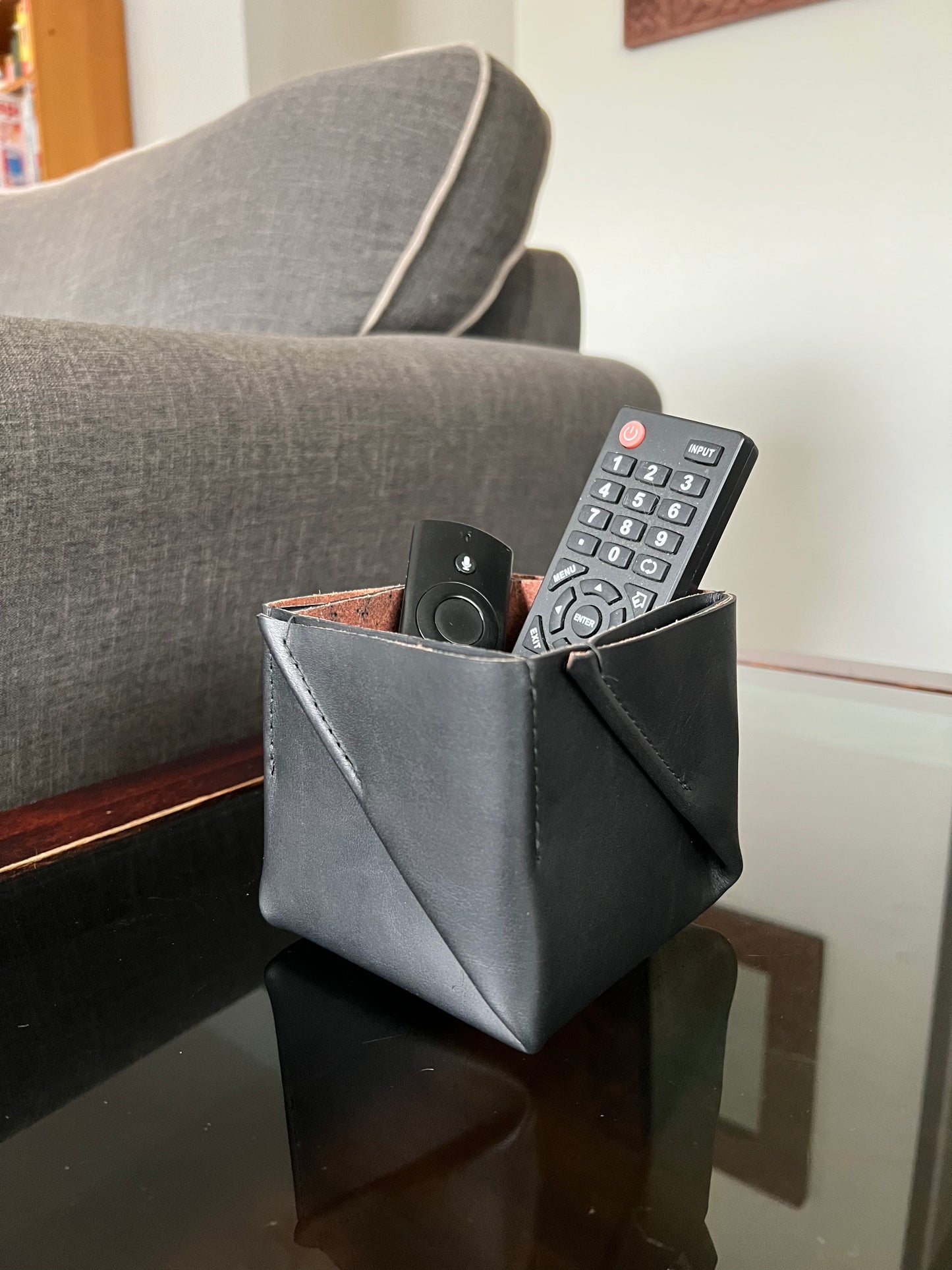 Leather Planter Pot | Remote Control Holder | Leather Box | Host Gift