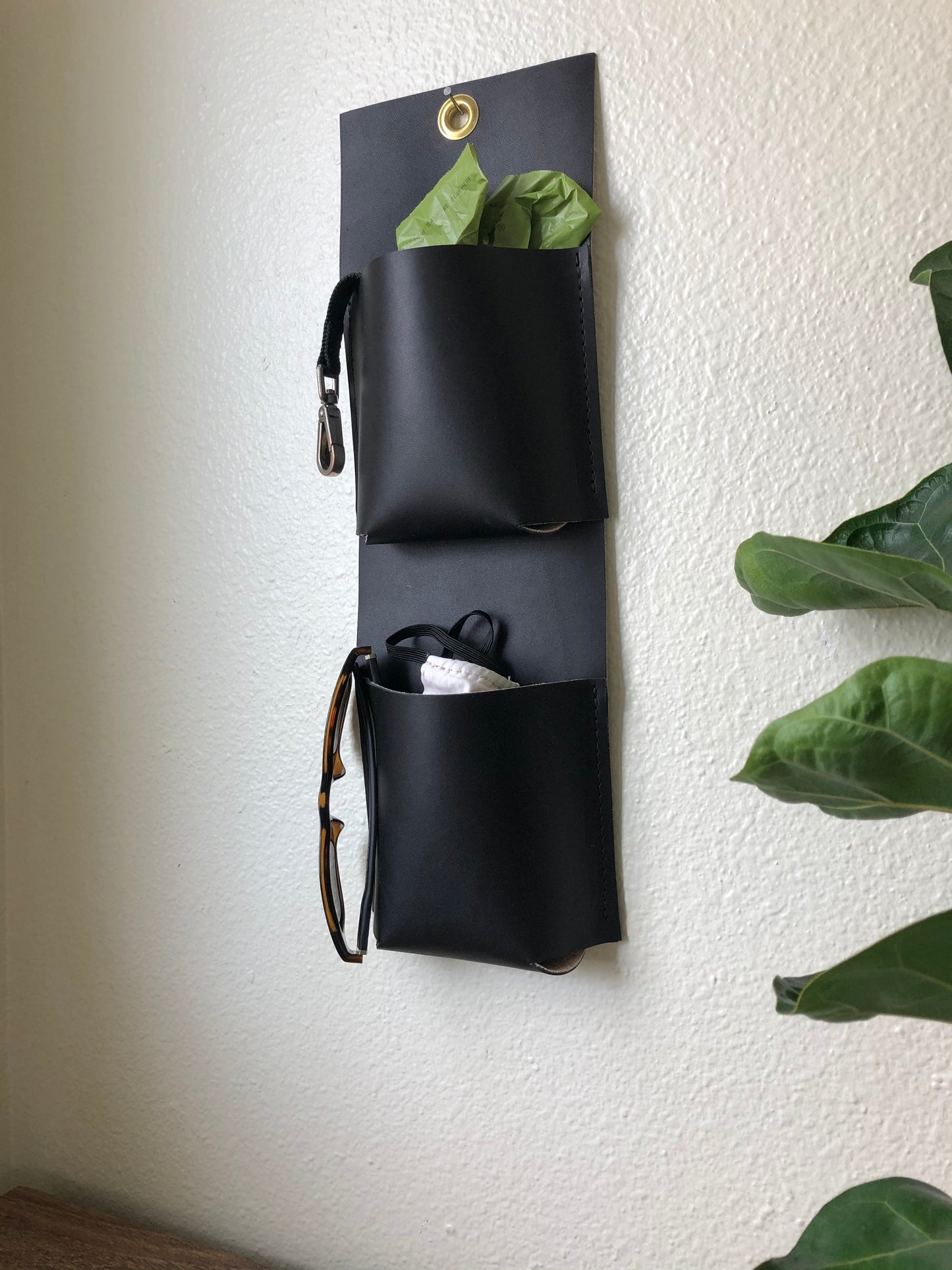 Leather Wall Caddy | Hanging Desk Organizer | Leather Wall Pockets