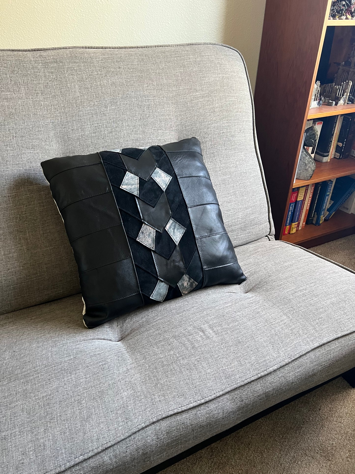Leather Pillow Cover | Pieced Leather Pillow | Art Throw Pillow | Pillow Cover