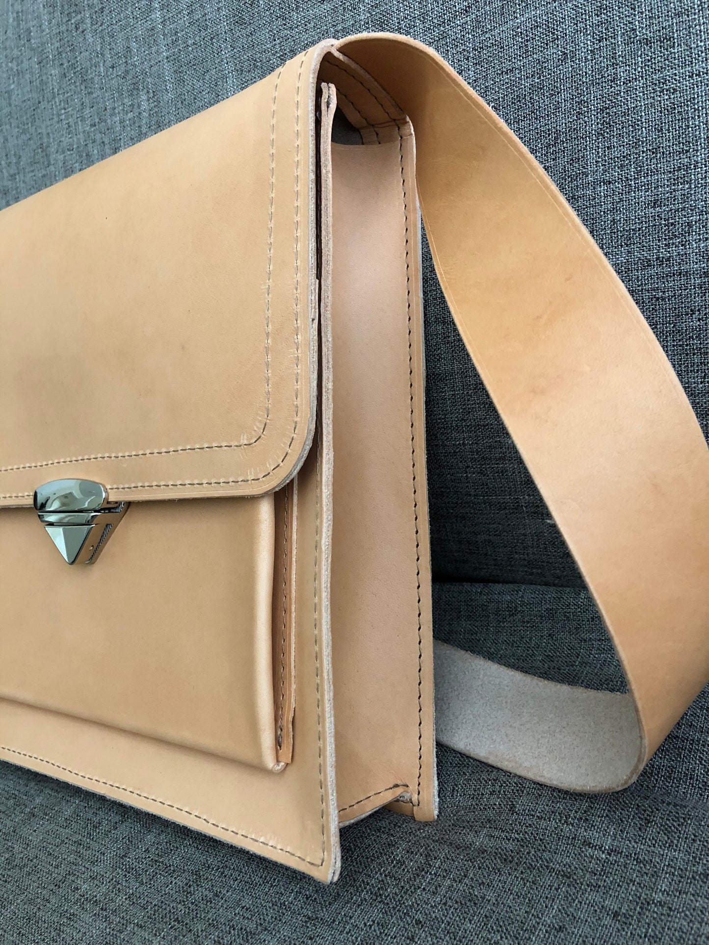 Nude Leather Crossbody | Full Grain Leather Bag | Handcrafted Leather Crossbody Bag