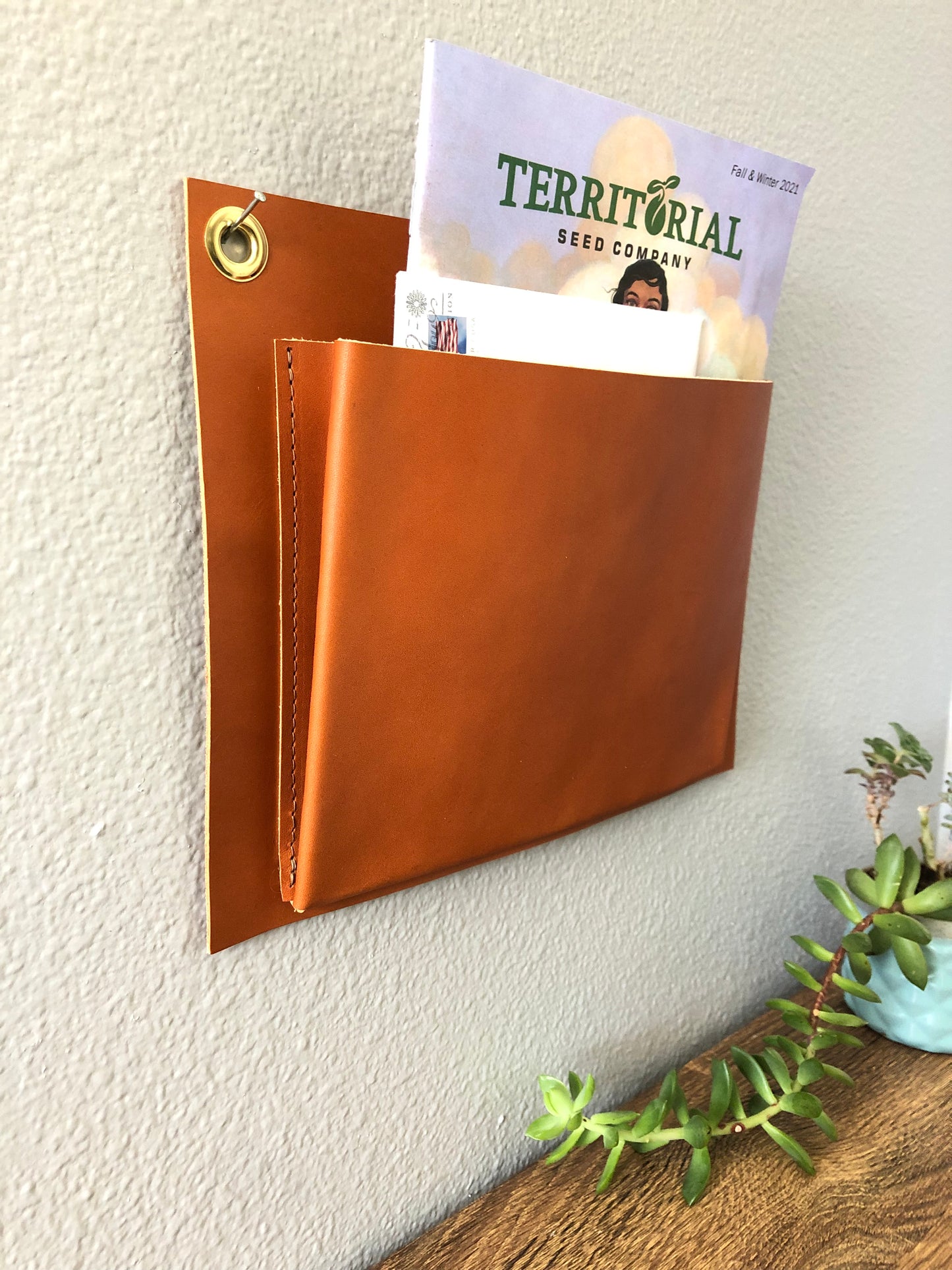 Hanging Leather Organizer | Leather Wall Pocket | Hanging Storage | Leather Gift