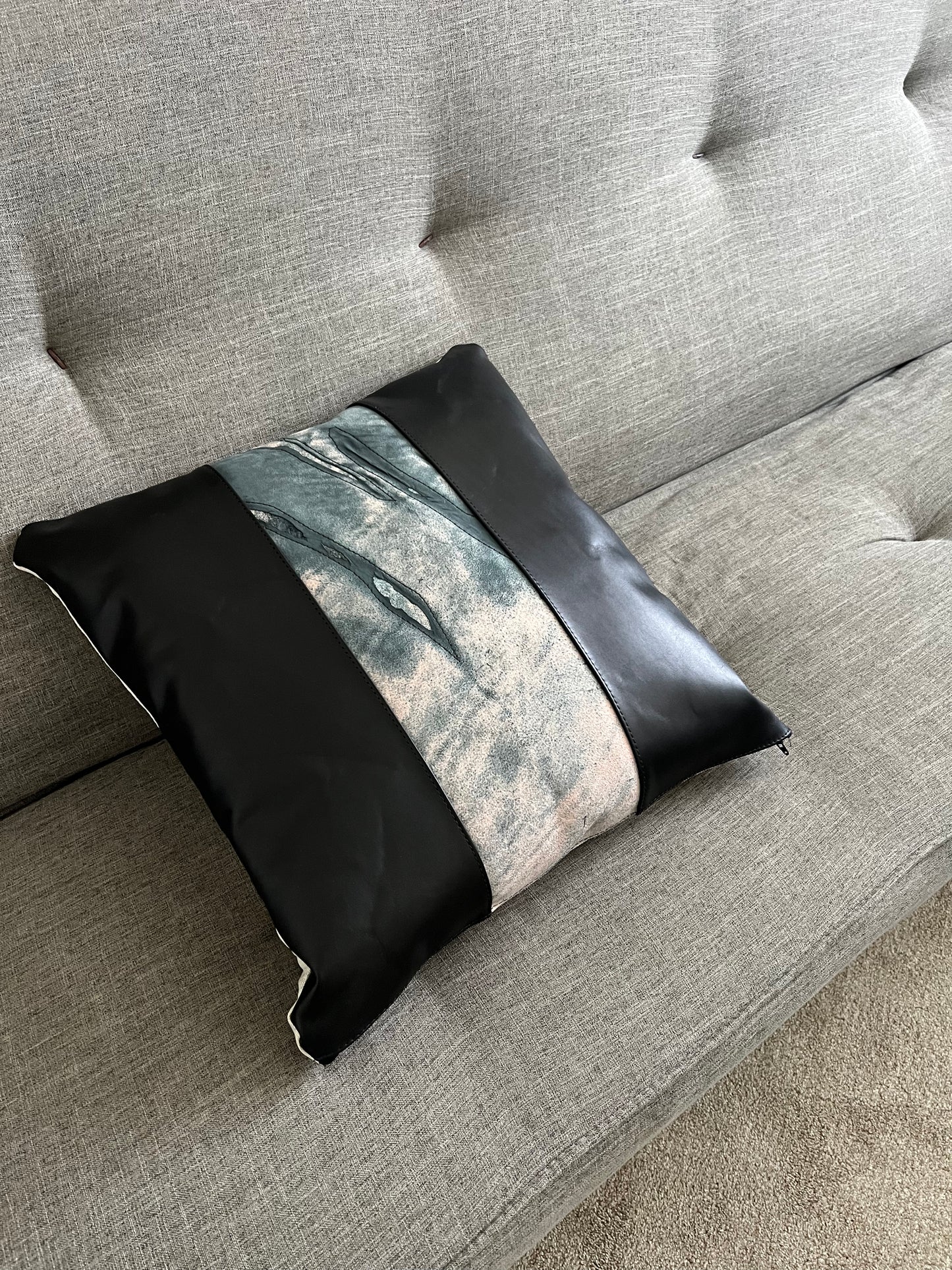 Large Leather Pillow | One of a Kind Art Pillow | Full Grain Leather Throw Pillow
