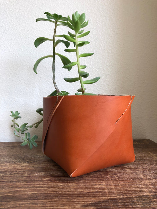 Leather Planter | Leather Storage Container | Small Leather Box | Leather Home Gift