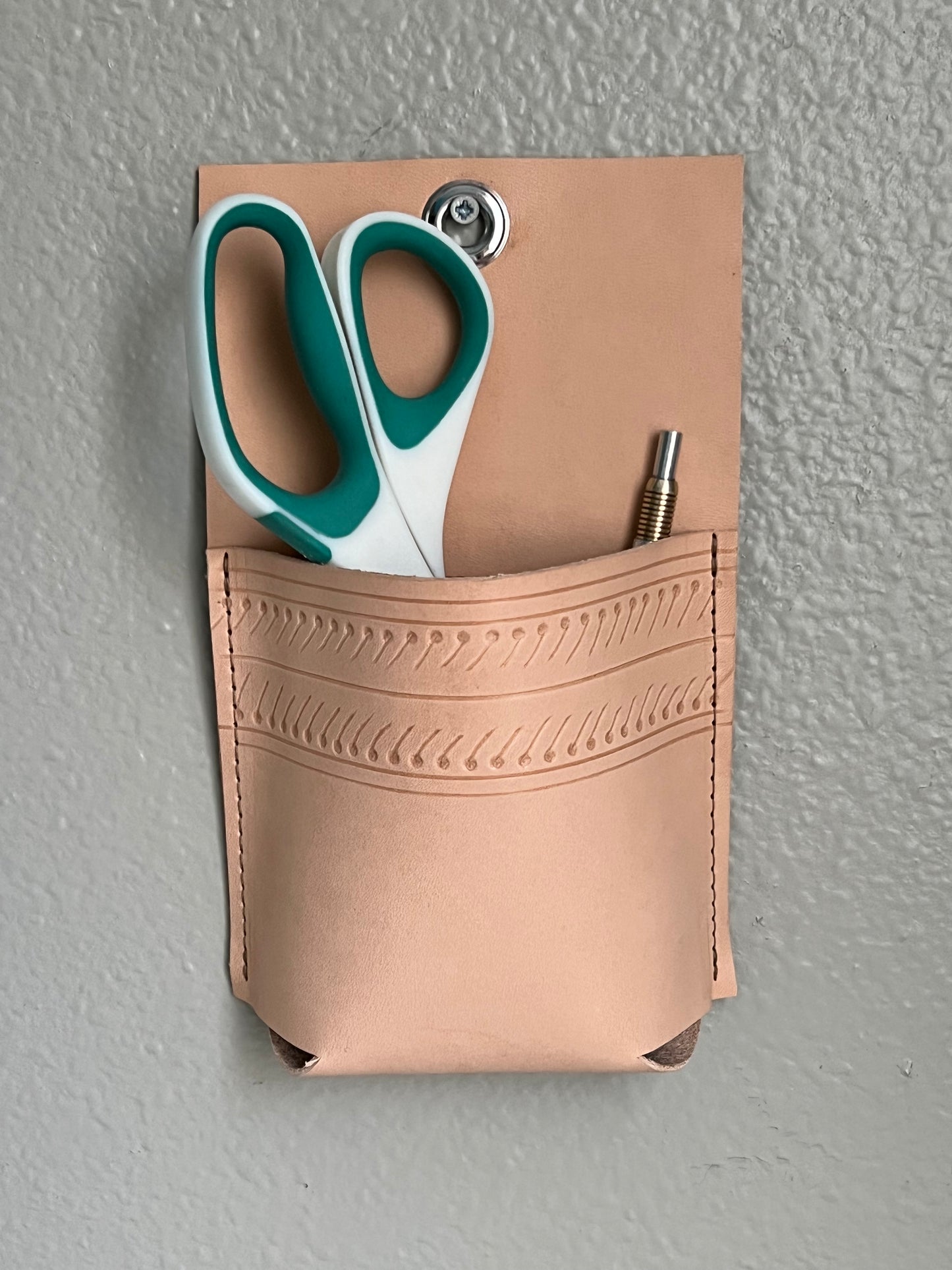 Leather Wall Pocket | Phone Storage Pocket | Pen Pencil Holder | Hanging Storage | Leather Organizer