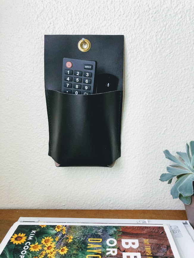 Leather Wall Organizer | Leather Wall Pocket | Hanging Caddy | Office Organizer | Pencil Holder
